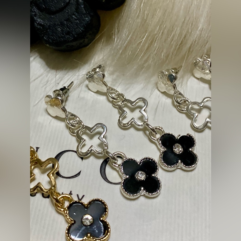 💎FINE JEWELRY EARRINGS, SILVER AND GOLD COLOR, IN BLACK AND WHITE COLOR💎